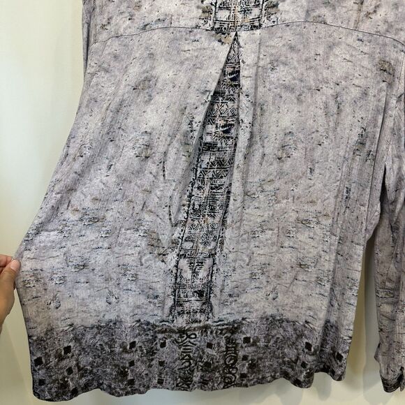 Simply Art by DOLCEZZA Top Women’s XL Abstract Button Up Leaf Artsy Lagenlook - Picture 9 of 12